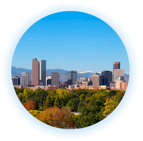 Denver skyline representing waste connections, trash and pickup services in Denver